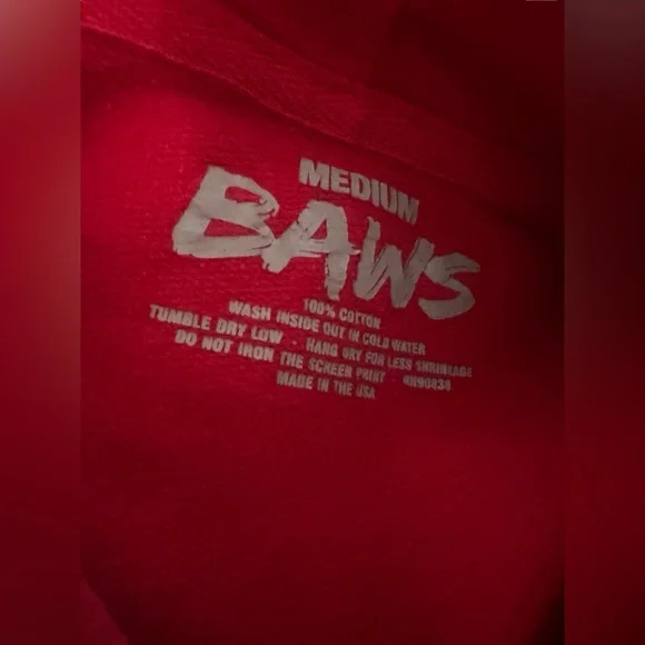 Men’s BAWS Graphic Pulllover Sweatshirt Hoodie Medium - Picture 3 of 3